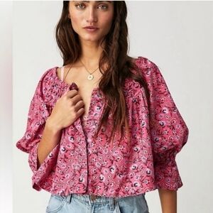 Free People Pink Floral Top